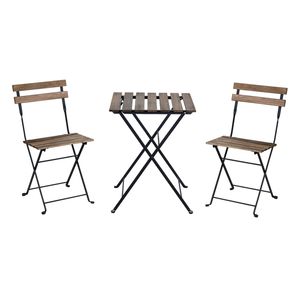Ensemble bistrot pliant en bois le plus vendu avec 2 chaises, structure en fer, mobilier de jardin extérieur, design minimaliste moderne - Product Image 1