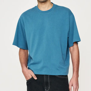 T-shirt surdimensionné court pour homme 100 % coton, respirant, à épaules tombantes, avec motif imprimé numérique, en tissu tricoté - Product Image 1