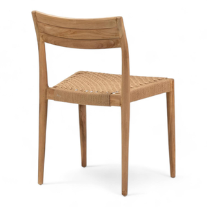 Nordic Teak Wood Cane Chair Minimalist Woven Seat Outdoor Dining Chair for <b>Garden</b> <b>Sets</b> - Product Image 2