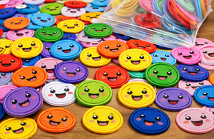 SmileyBud Patch brodé avec visage de dessin animé mignon – 2,5 pouces, à coudre ou à repasser, patchs colorés pour vêtements, sacs, chapeaux, travaux manuels - Product Image 3