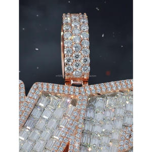 Trisha Jewels - Colgante de Letra YB de Alta Calidad en Oro Rosa y Rodio, Plata 925, Micro Pavé, Baguette, Diamantes Cultivados en Laboratorio, Certificado GIA, Estilo Hip Hop - Product Image 2