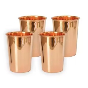 Juego de 2 vasos de cobre puro con forma de dholak, diseño martillado, vasos de agua de cobre estilo vintage para el hogar y restaurantes. - Product Image 6