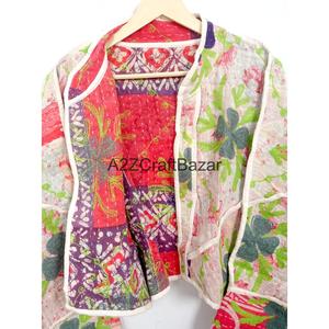 Indian Cotton Hand Block Print Vintage Kantha <b>Jackets</b> <b>Patch</b> Work Pure Cotton Women Winter <b>Jackets</b> - Product Image 4