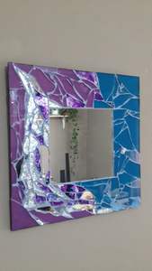 White Resin Mosaic <b>Mirror</b> Frame Rectangle <b>Wall</b> Hanging Vanity Decor Bathroom Bedroom Living Room Abstract Pattern Art Display - Product Image 6