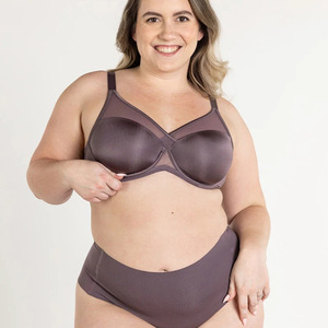 Women's <b>Wire</b>-Free Full Cup <b>Bra</b> Solid Color Adjustable Straps Racerback Closure Comfort-Fit Seamless Knitted - Product Image 2