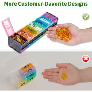 Organizzatore Settimanale di Pillole XXL Senza BPA, Extra Large, 2 Volte al Giorno AM PM, 7 Scomparti, Grande Contenitore per Medicinali per Conservazione Quotidiana delle Pillole - Product Image 3