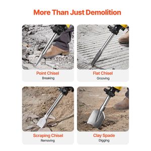 2200W 1350 BPM Heavy Duty Electric Jack Hammer Concrete Breaker with 4pcs <b>Chisels</b> Bit Glov <b>Power</b> Rotary Hammers-Demolition - Product Image 3