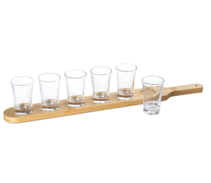 Soporte rectangular de madera auténtica con mango metálico para vasos de chupito, organizador de vasos de madera de exportador indio - Product Image 1