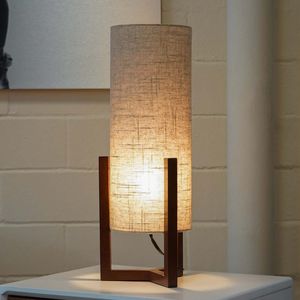 Moderno in legno di noce di Base di lino naturale lampada da tavolo per camera da letto soggiorno facile da spostare piccola lampada da tavolo diretta noi magazzino - Product Image 2