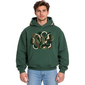 Hoodies à épaules tombantes avec motifs 3D en relief exclusifs, en molleton de coton pur de haute qualité, durables et confortables, style streetwear - Product Image 1