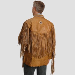 Wholesale Genuine Brown Fringe <b>Jacket</b> for Men Comfortable Western Style <b>Suede</b> Leather Outerwear Low MOQ - Product Image 4