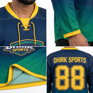 Jersey de Hockey sobre Hielo Sublimado Personalizado, 100% Poliéster, Cuello en V con Degradado, Talla XS, Corte Atlético Holgado para Hombre y Jóvenes, Fabricación OEM/ODM - Product Image 4