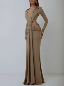 Vestido ajustado de punto elástico con cuello alto, aberturas, estampado, detalle de lazo, sin mangas, color liso, minivestido sexy tipo tubo - Product Image 4