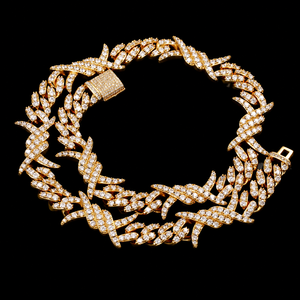 New Trendy Full Iced Barbed Wire Cuban Link Moissanite Diamond Chain Hip Hop Man's <b>Statement</b> Luxury Man's Party Jewelry <b>Necklace</b> - Product Image 1