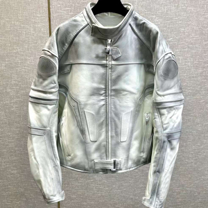 Chaqueta de Cuero Original con Logotipo Personalizado OEM, Traje de Motociclista con Cierre, Chaqueta y Pantalones para Hombre, Chaqueta de Cuero Informal con Bolsillos, Conjunto de Chaqueta y Pantalones de Carreras - Product Image 2