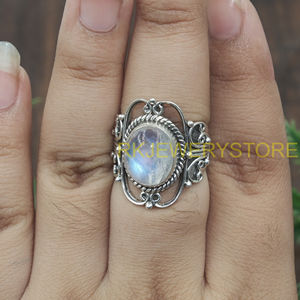Natural Moonstone Handmade Sterling Silver <b>Ring</b> Vintage Filigree Design Oval Cabochon Gemstone <b>Statement</b> Jewelry Gift for Men - Product Image 2