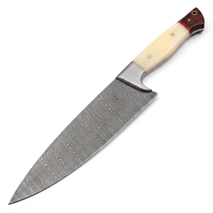 Cuchillo de Chef de Acero de Damasco Forjado a Mano de 8 Pulgadas con Mango Personalizado de Hueso y Madera, Cuchillos de Cocina Profesionales de Acero con Alto Contenido de Carbono - Product Image 6