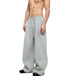 Pantalon de survêtement pour homme, coupe oversize, jambe extrêmement large, blanc cassé crème, en molleton épais, très ample, vente en gros - Product Image 3