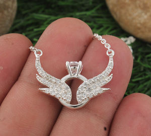 Collar con Colgante de Anillo Vintage de Plata de Ley 925 con Circonita Cúbica, Chapado en Platino, Delicado, Unisex, para Aniversario - Product Image 1