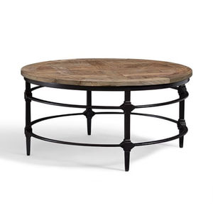 Classic Look Round Shape Metal And Wooden Coffee <b>Table</b> Black & <b>Brown</b> Finished For Home Living Room Decorative Furniture - Product Image 6