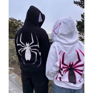 ODM Sweat à capuche unisexe en polaire polyester/coton, imprimé araignée, coupe ample, avec poche, style Harajuku tendance, hiver Y2K Hip Hop - Product Image 3