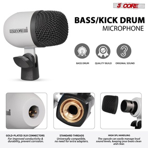 Kit de Micrófonos de Batería de 5 Núcleos, 7 Piezas, Micrófonos de Batería Totalmente Metálicos, Tom/Snare y Platillos, Juego de Micrófonos con Cable para Instrumentos de Percusión - Product Image 2