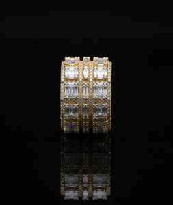 แหวนฮิปฮอปทรงสี่เหลี่ยมสีโรสโกลด์สำหรับผู้ชาย ประดับเพชรแบบ Iced Out  ทำจากเงินแท้ 925 หรือเคลือบทอง 10K 14K แหวนสไตล์สตรีทแวร์ - Product Image 4