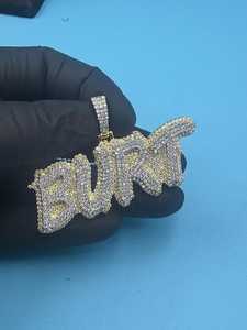 จี้เพชรโมอิสซาไนต์ VVS เงินแท้ 925 สไตล์ฮิปฮอป สำหรับผู้ชาย แบบตัวอักษร ตัวเลข หรือโลโก้  พร้อมบริการสลักชื่อตามสั่ง - Product Image 3