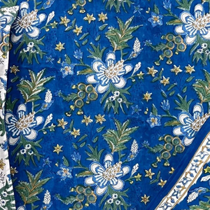 Super Soft Premium Grade Floral Jaipuri Indian Pigment Printed Organic Cotton Folded Bedsheet Set Breathable 200TC <b>King</b> <b>Size</b> - Product Image 2