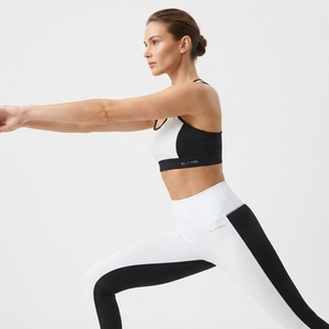 Ensemble de sport pour femmes, soutien-gorge de sport blanc et noir, leggings taille haute, ensemble de yoga, tenue de fitness, vêtements de sport - Product Image 5