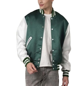 Service OEM 2025 – Nouvelle Veste de Baseball en Satin Respirante Personnalisée Style Urbain Boutonnée pour Hommes - Product Image 1