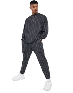 Men's Line Pattern Over Sized Tracksuit Men's Pullover Printed Sweatsuit - Product Image 1
