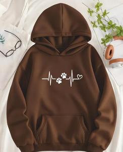 Sweat à capuche d'hiver élégant et confortable pour femmes, 100% coton, brodé et imprimé numériquement, pour l'hiver - Product Image 2