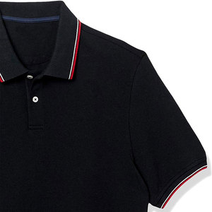 Camisa de Manga Corta Negra para Hombre, Color Sólido, Tejido Piqué de Poliéster, Cierre de Botones, Corte Regular, Antiarrugas, Logotipo Frontal, 180g - Product Image 5