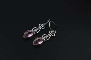 Pendientes de Cuarzo Rosa Natural, Piedra de Cristal, Chapados en Rodio, Hechos a Mano, Estilo Art Deco, Joyería para Fiestas de Aniversario, Regalo de Cumpleaños para Mamá - Product Image 5