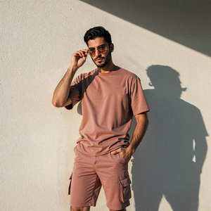 Ensemble T-shirt et short pour homme personnalisé, 100% coton biologique, col rond surdimensionné, qualité supérieure, ensemble deux pièces pour homme - Product Image 5