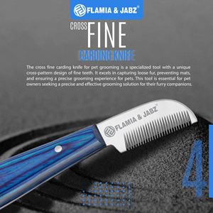 FLAMIA & JABZ หวีกรูมมิ่งสุนัขสแตนเลส ด้ามไม้สีฟ้า มีดตัดขนสัตว์เลี้ยงสำหรับเทอร์เรีย สีฟ้า - Product Image 5