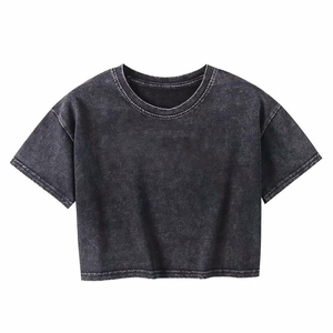 High Quality <b>Acid</b> Washed Casual T-Shirt for Women 100% Cotton Breathable Eco-Friendly <b>Drop</b> Shoulder Streetwear Wholesale Price - Product Image 1
