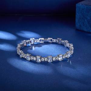 Moissanite Radiant Cut Tennis Bracelet Alternating Shape Sparkling Party <b>Gift</b> Unisex GRA Certified Hip hop Moissanite Jewelry - Product Image 1