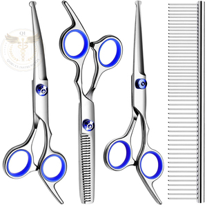 Tijeras de Peluquería Canina 6 en 1, Kit Profesional de Corte de Pelo de Acero Inoxidable, Puntas Redondeadas de Seguridad, 23 Dientes, para Diestros - Product Image 6