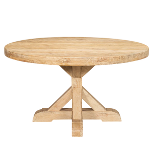 Table de salle à manger de luxe en bois de manguier massif, base ronde, finition naturelle, 4 à 6 places, taille personnalisée, pour la maison, la cuisine ou le restaurant - Product Image 2