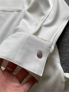 Chemises habillées 100 % coton pour hommes, chemises boutonnées à manches longues, chemises blanches oversize, chemisiers décontractés - Product Image 5