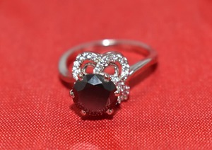Anillo de Diamante Redondo de Moissanita Negra, Plata de Ley 925, Regalo de Compromiso Personalizado para Aniversario - Product Image 5