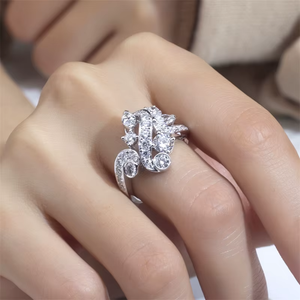 แหวนหมั้นเพชรแพลตตินั่มทรงกลมเจียระไนแบบบริลเลียนท์ ได้รับการรับรองจาก GIA สไตล์โรแมนติก เครื่องประดับสำหรับผู้หญิง - Product Image 6