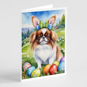 Japanese Chin <b>Easter</b> Egg Hunt Whimsical A7 Size 5x7 Blank Note <b>Cards</b> <b>Pack</b> of 8 with Envelopes Greeting <b>Cards</b> - Product Image 1