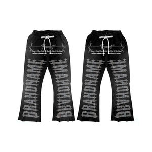 Ensemble de survêtement délavé pour homme, sweat à capuche épais et pantalon de jogging brodé, style streetwear vintage, mode décontractée, deux pièces - Product Image 4