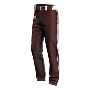 Pantalon de baseball pour homme en polyester couleur moutarde uni avec bande blanche et fermeture boutonnée, coupe classique, respirant, logo personnalisé - Product Image 5