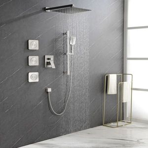 Sistema Doccia di Lusso con Barra Scorrevole, Getti Idromassaggio, Braccio Doccia, Tubo Flessibile, Maniglie a Leva, Soffione Doccia e Doccetta con Valvola e Finiture - Product Image 6