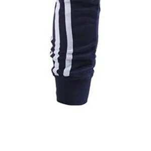 LAMA INDUSTRIES Pantalon de survêtement bleu marine pour homme, taille élastique, braguette zippée, joggers décontractés, design croisé, tricot léger - Product Image 2