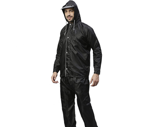 Men Winter Thermal Waterproof Reversible Front Rain Suit 2 Piece Set Lightweight <b>Packable</b> Raincoat Hood Casual Street Style - Product Image 2